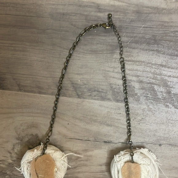 Hand crafted necklace bib statement rose floral hemp bronze chain boho artisan - Picture 6 of 10